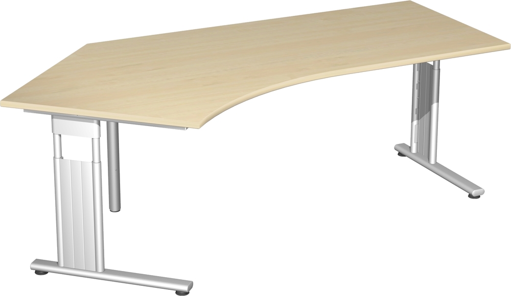 Schreibtisch C Fuß Flex 135°, feste Höhe, 2166x1130x720