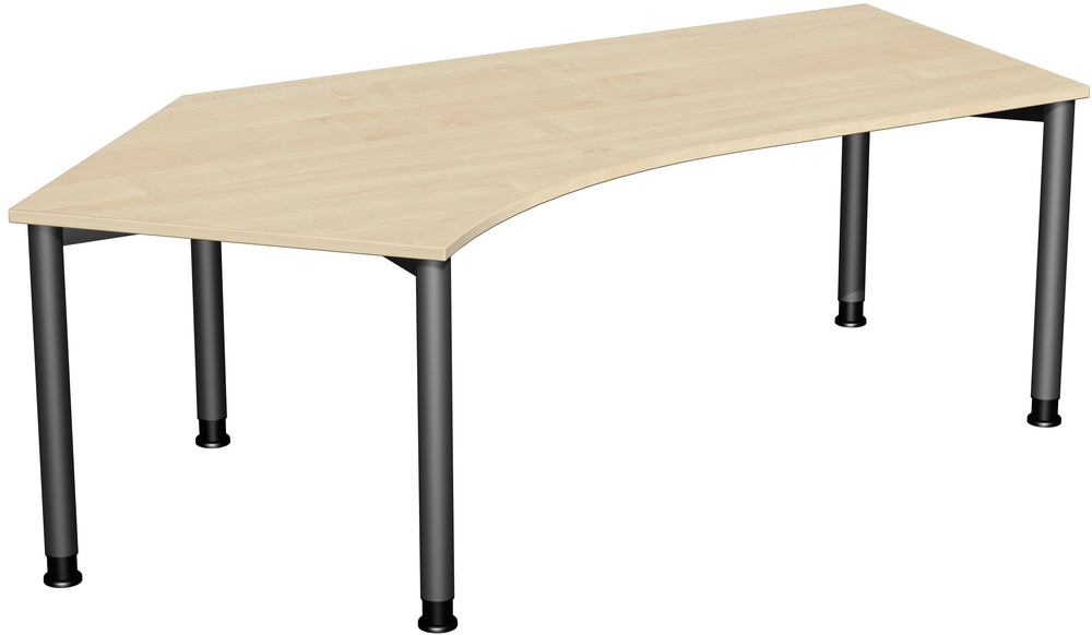 Schreibtisch 4 Fuß Flex 135°, manuell höhenverstellbar, 2166x1130x680-800