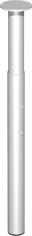 Einzelstützfuß Rundrohr, höhenverstellbar 655-795mm, Durchmesser 50mm, Silber