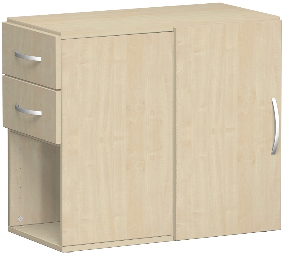 Anstell-Schrank mit Schubkästen, Drehtür links o. rechts verwendbar, mit Stellfüßen, nicht abschließbar Anstell-Schrank mit Schubkästen, Drehtür links o. rechts verwendbar, mit Stellfüßen, nicht abschließbar
