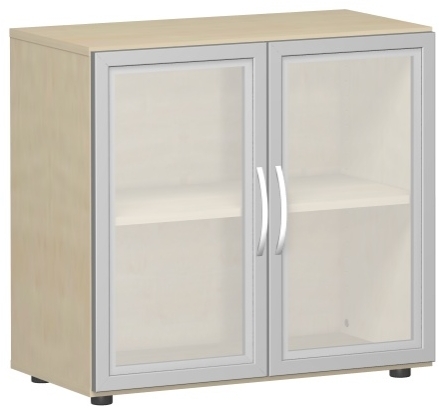 Flügeltürenschrank mit satinierten Glastüren im Holzrahmen, mit Standfüßen, nicht abschließbar, Breite 80 cm